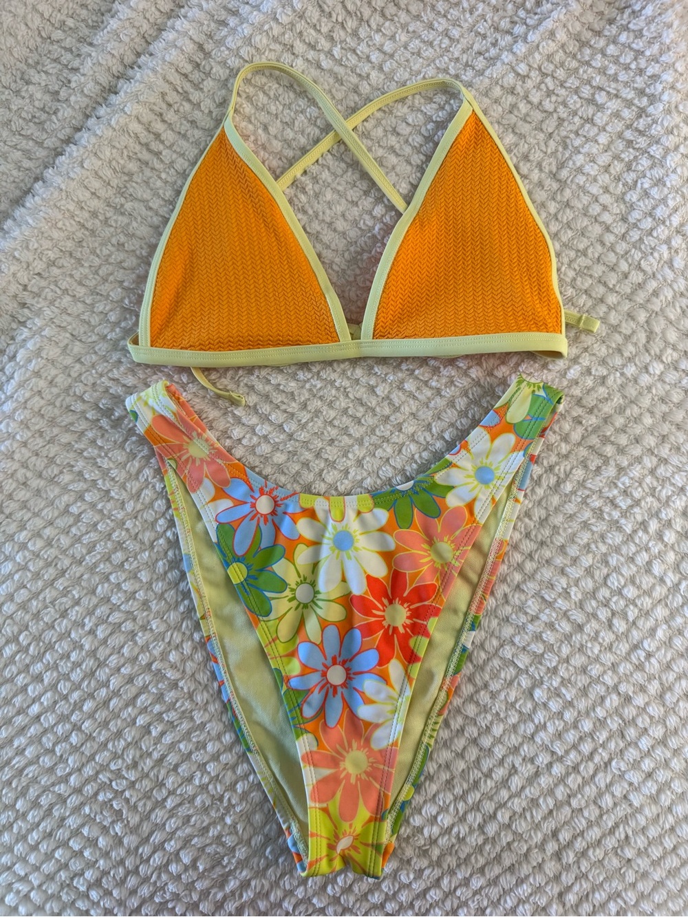 Orange Floral Two-Piece Swim Set